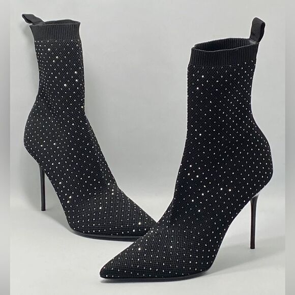 Balmain Skye Knit Crystal Ankle Boots size 40 - Picture 9 of 13